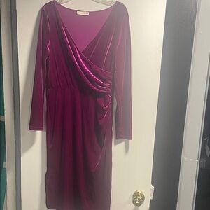 Elegant Velvet Wrap Dress in Rich Purple